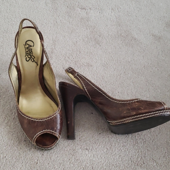 Carlo's Santana, sling back peep toe heel - Picture 2 of 6